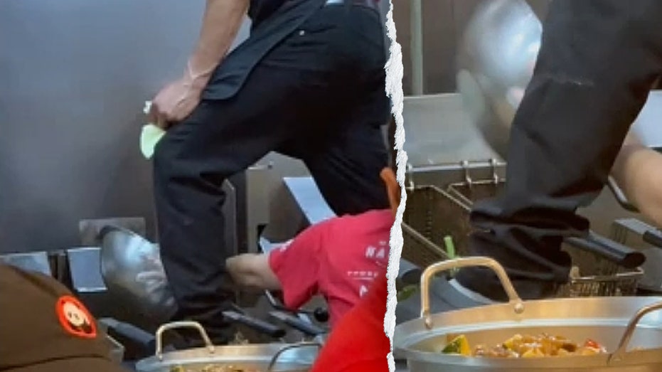 Video captures Panda Express worker standing near fryer during meal prep