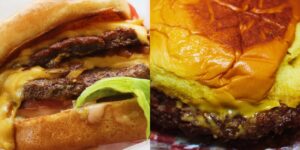 I compared double cheeseburgers from In-N-Out and New York’s 7th Street Burger. The cheaper burger had a slight edge.