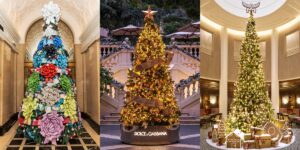 Photos show stunning designer Christmas displays at luxury hotels around the world