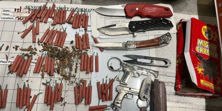 TSA officer ‘shocked’ to find multiple prohibited items in a woman’s bag at LAX, including fireworks, knives, and replica firearms