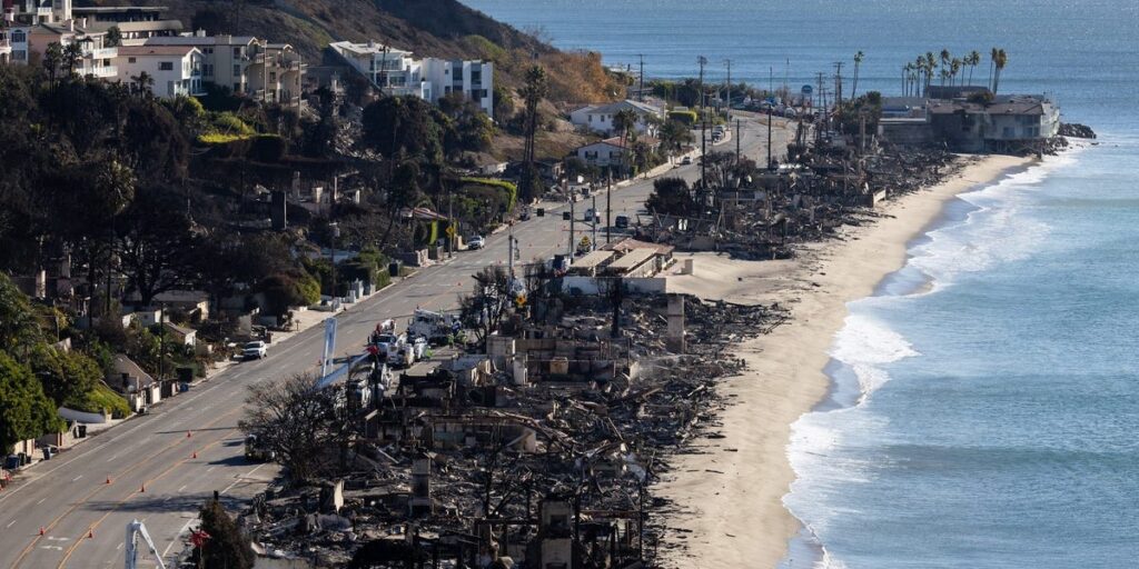 Photos show the devastating aftermath of the Los Angeles fires as parts of the city continue to burn