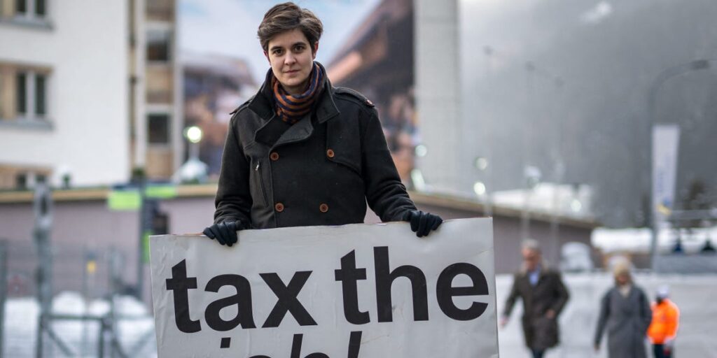 Among the Davos protesters: An heiress who gave away her fortune and says the rich ‘hold too much power’