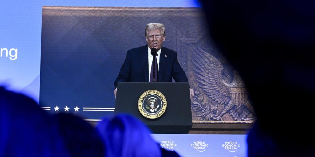 Trump calls out big banks and sides with Apple and Meta in a speech to the world’s most powerful leaders at Davos