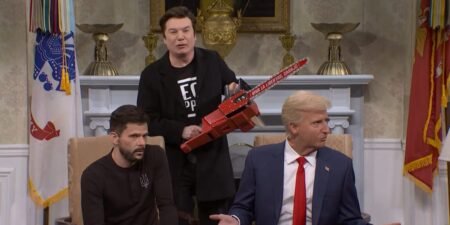 ‘SNL’ mocks Trump-Zelenskyy White House meeting, interrupted by a chainsaw-wielding Elon Musk