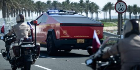 Trump Motorcade Escorted by Cybertrucks in Qatar