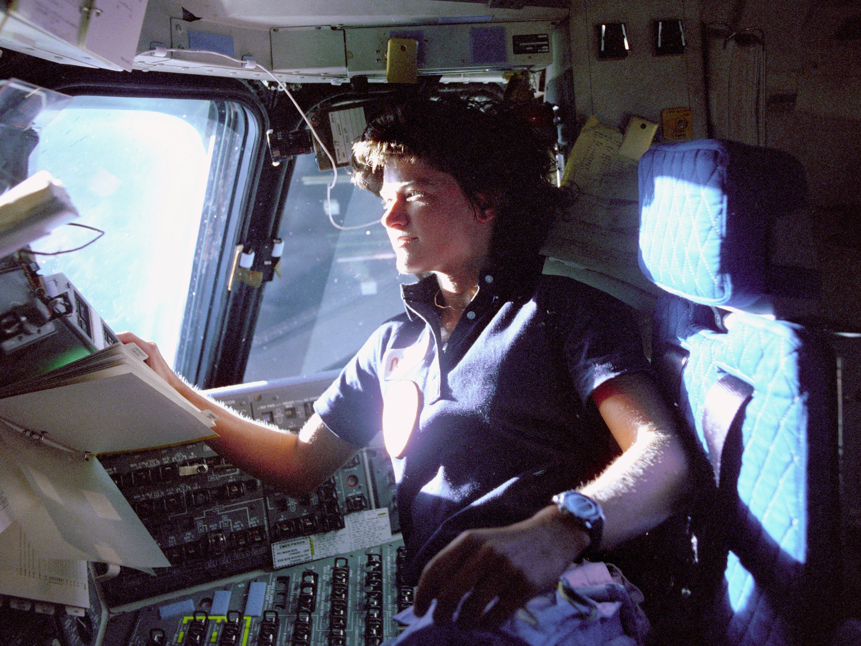 Sally Ride aboard the Challenger