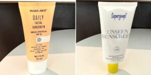 Trying  Trader Joe’s Vs  Supergoop Sunscreen, Review + Comparison