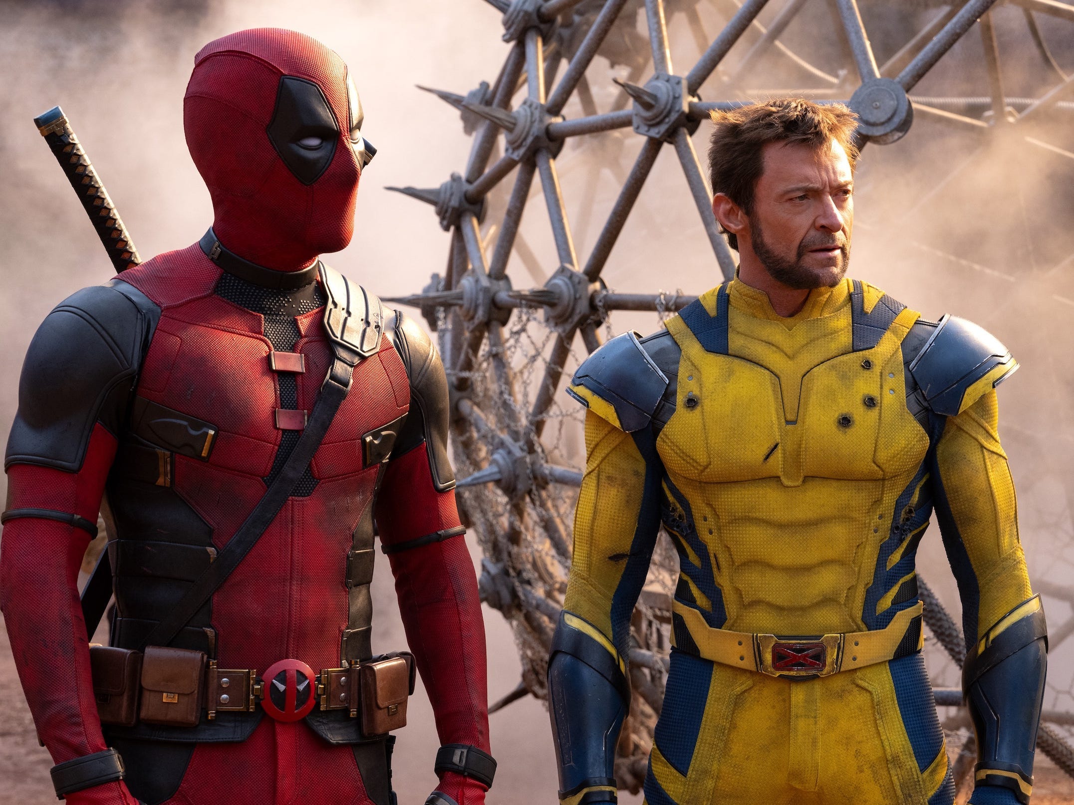 Ryan Reynolds as Deadpool/Wade Wilson and Hugh Jackman as Wolverine/Logan in "Deadpool & Wolverine."