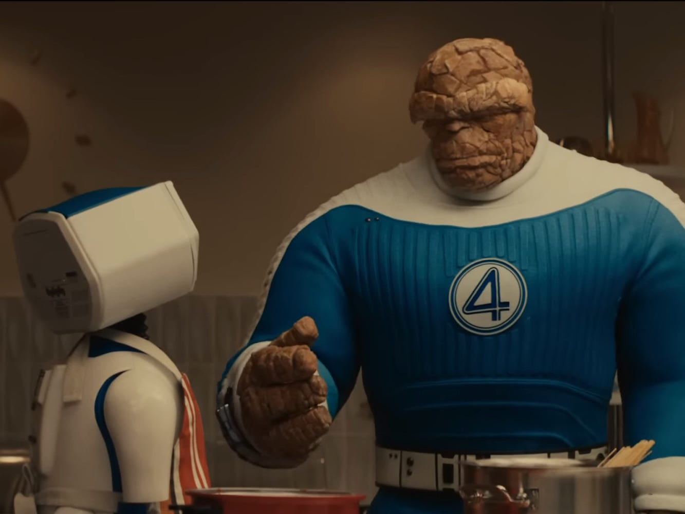 Ebon Moss-Bachrach as Ben Grimm/The Thing in "The Fantastic Four: First Steps."