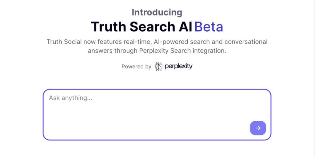 Trump’s Truth Social Tests AI Search Tool Powered by Perplexity
