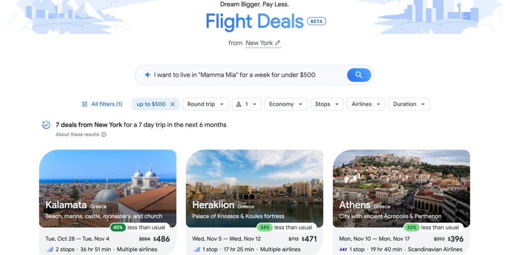 I Used Google’s New Flight Plans to Map Out Movie-Inspired Trips