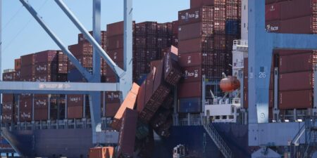 Dozens of Containers Slide Off a Ship Into a California Port