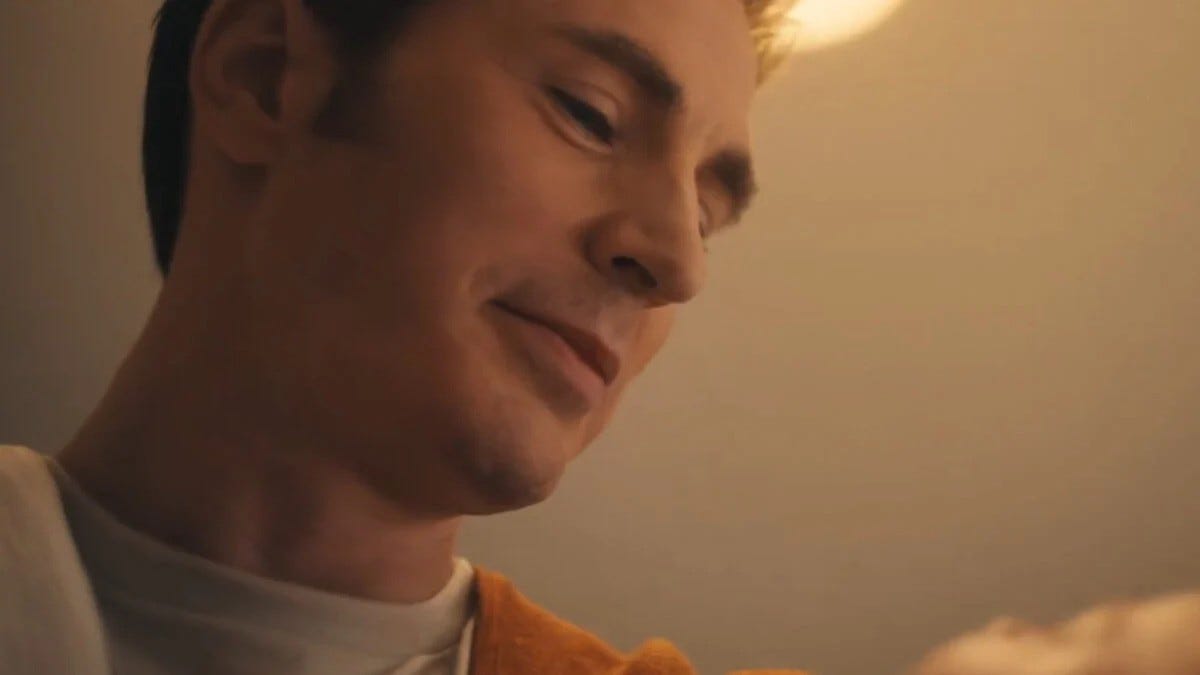 Chris Evans holding a baby in the Avengers Doomsday teaser