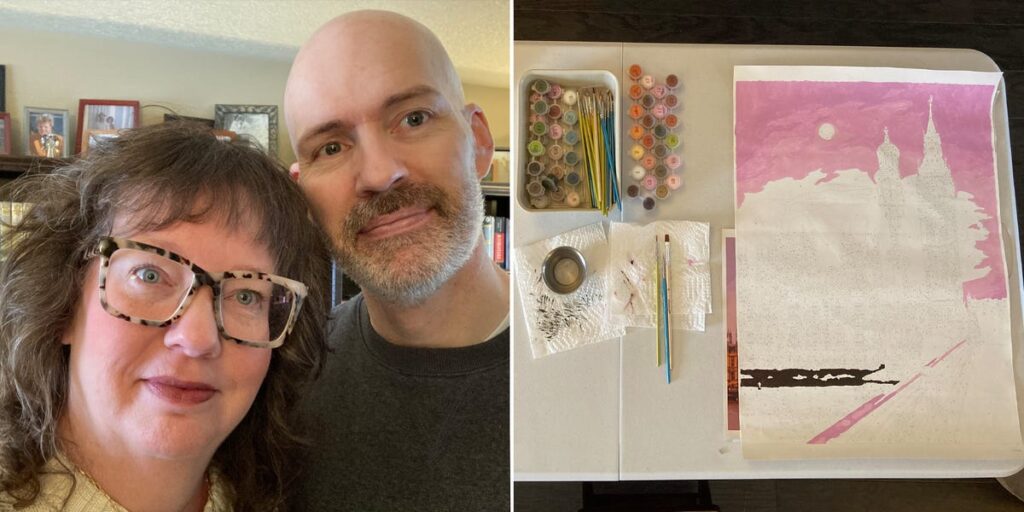 My husband and I started doing adult paint-by-numbers to get off our phones. The hobby’s benefited us more than we expected. My husband and I started doing adult paint-by-numbers to get off our phones. The hobby’s benefited us more than we expected.