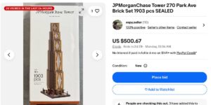 A LEGO-style replica of JPMorgan’s new 270 Park skyscraper has an internal waitlist and is listed for 0 on eBay