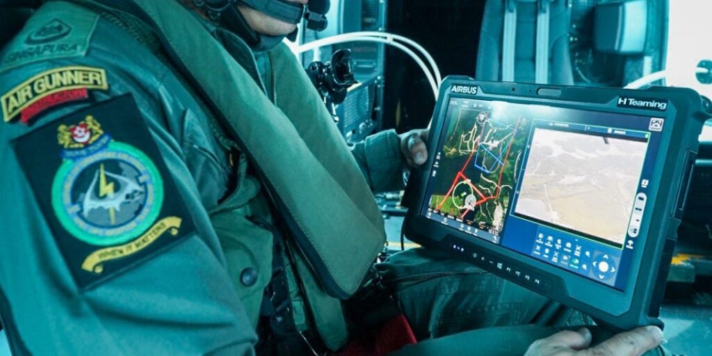 Airbus is making a rugged tablet for helicopter crews to control a drone team while flying at high speed