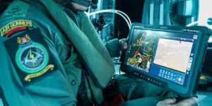 Airbus is making a rugged tablet for helicopter crews to control a drone team while flying at high speed Airbus is making a rugged tablet for helicopter crews to control a drone team while flying at high speed