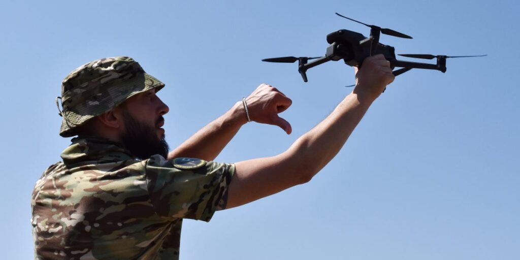 Russian troops installed giant steel weed whackers on a vehicle to fend off drone attacks