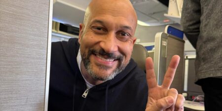 Someone asked to switch our business seats on a plane. I said yes, and got to take photos with one of my favorite celebrities.