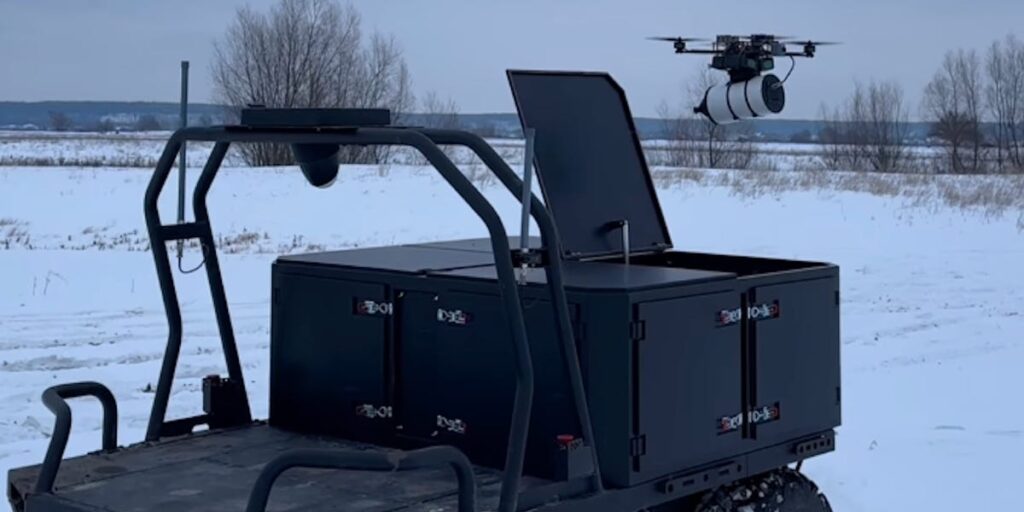 These new Ukrainian ground robots can launch unjammable fiber-optic drones close to the front so troops don’t have to These new Ukrainian ground robots can launch unjammable fiber-optic drones close to the front so troops don’t have to