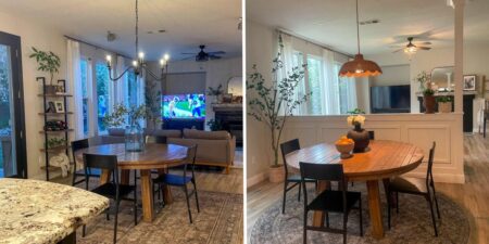 A woman transformed her open-concept space with a pony wall for ,500