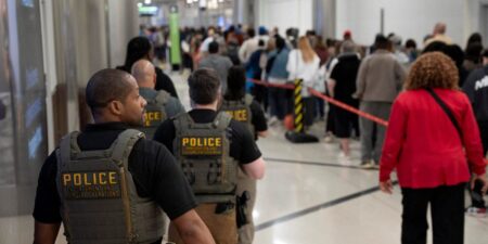 Photos show ICE agents at US airports as TSA staffing shortages disrupt air travel Photos show ICE agents at US airports as TSA staffing shortages disrupt air travel