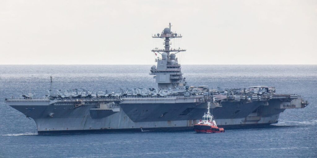 The US Navy’s most advanced aircraft carrier pulled into port after months at sea facing combat, fire, and plumbing problems