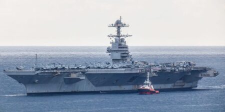 The US Navy’s most advanced aircraft carrier pulled into port after months at sea facing combat, fire, and plumbing problems