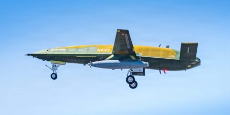 The US Navy’s new MQ-25A Stingray drone built to extend the reach of carrier fighter jets just took its first test flight