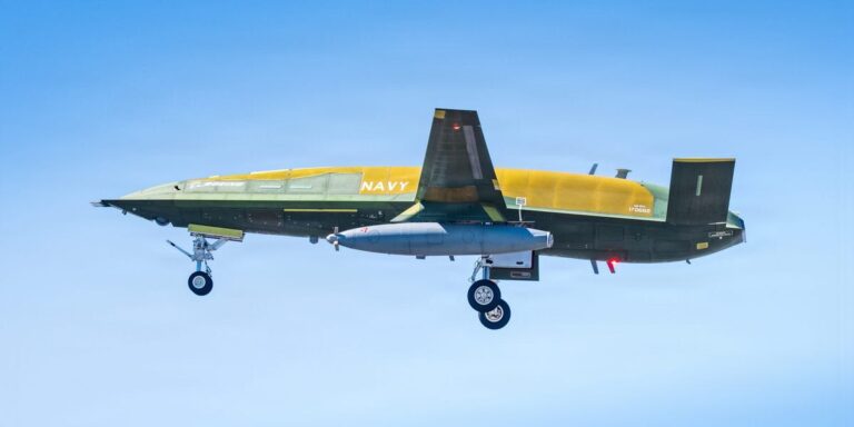 The US Navy’s new MQ-25A Stingray drone built to extend the reach of carrier fighter jets just took its first test flight