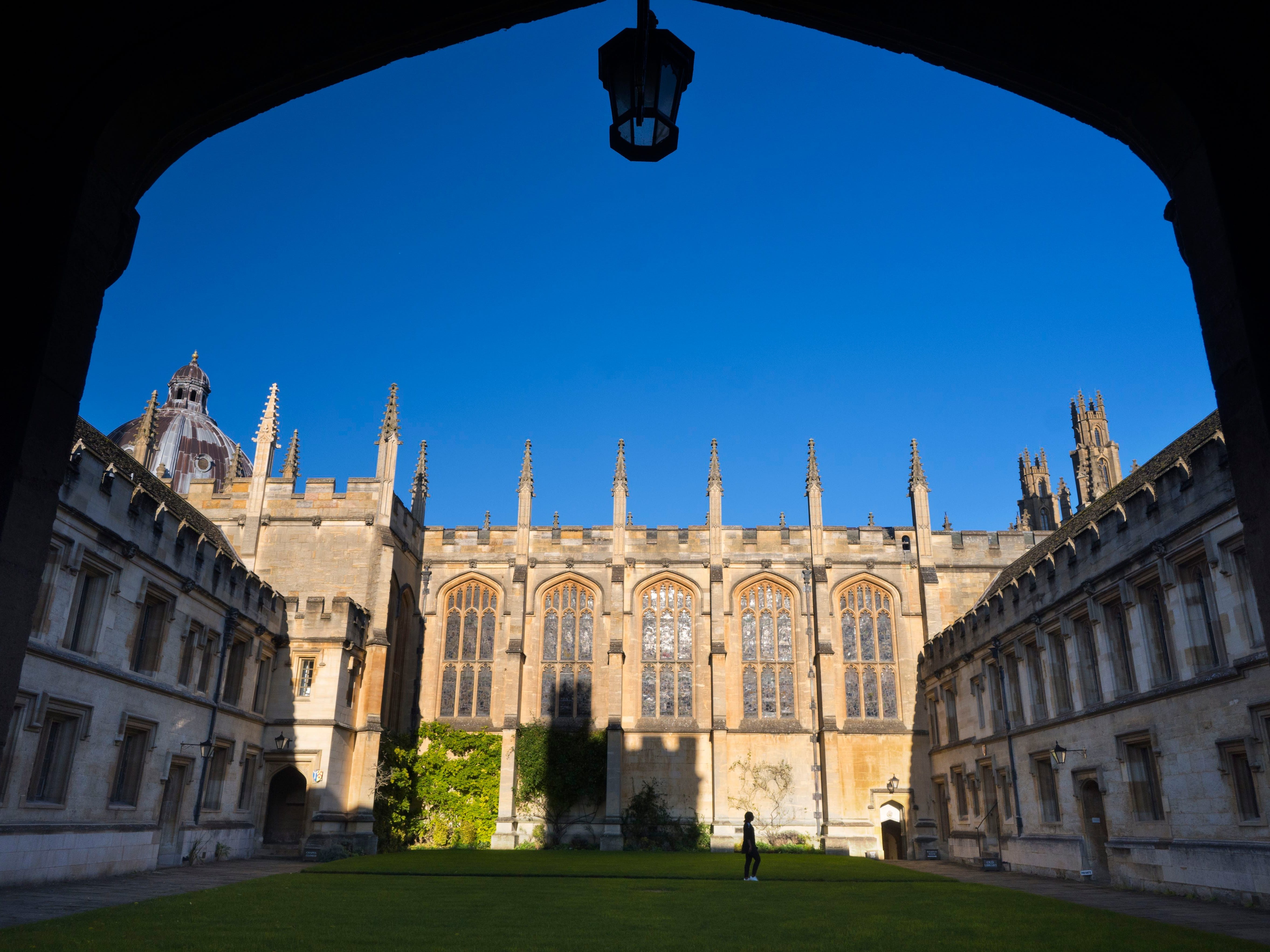 The exterior of Queen's College in Oxford, England.