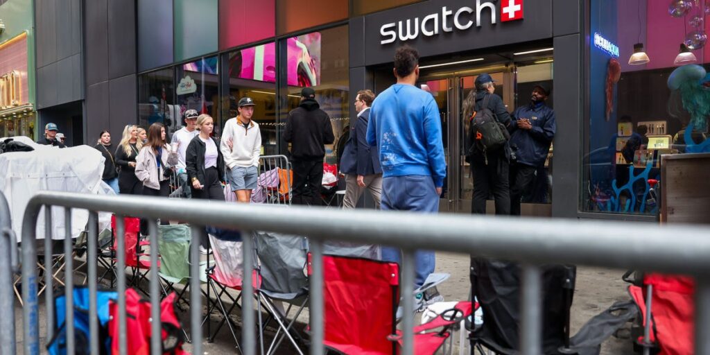 Audemars Piguet and Swatch’s new pocket watch collab has fans camping outside stores for days Audemars Piguet and Swatch’s new pocket watch collab has fans camping outside stores for days