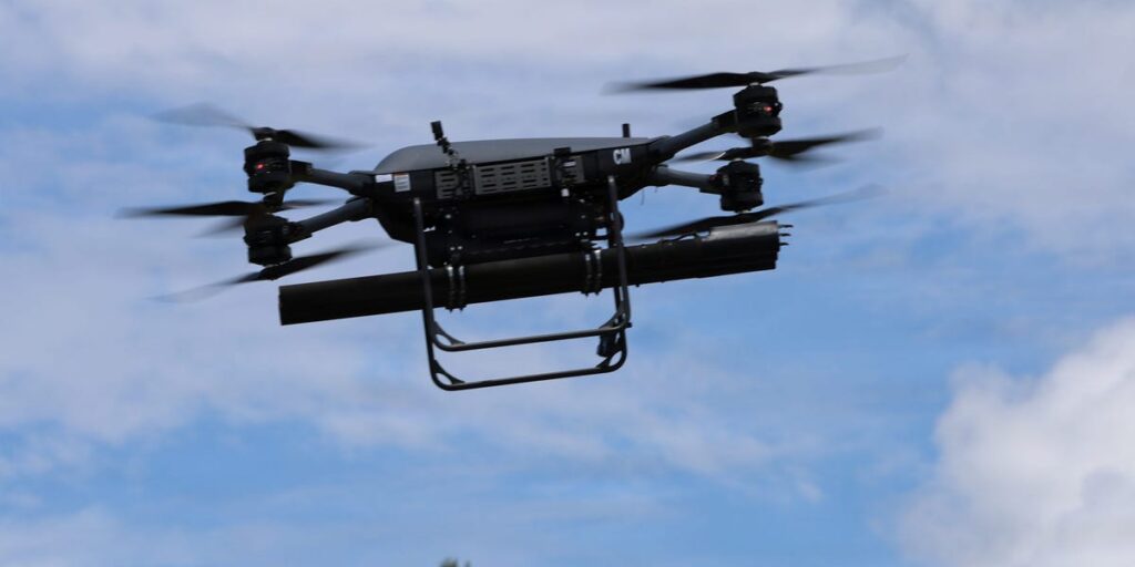 With the US Army watching, defense industry operators turned a logistics drone into a flying rocket launcher