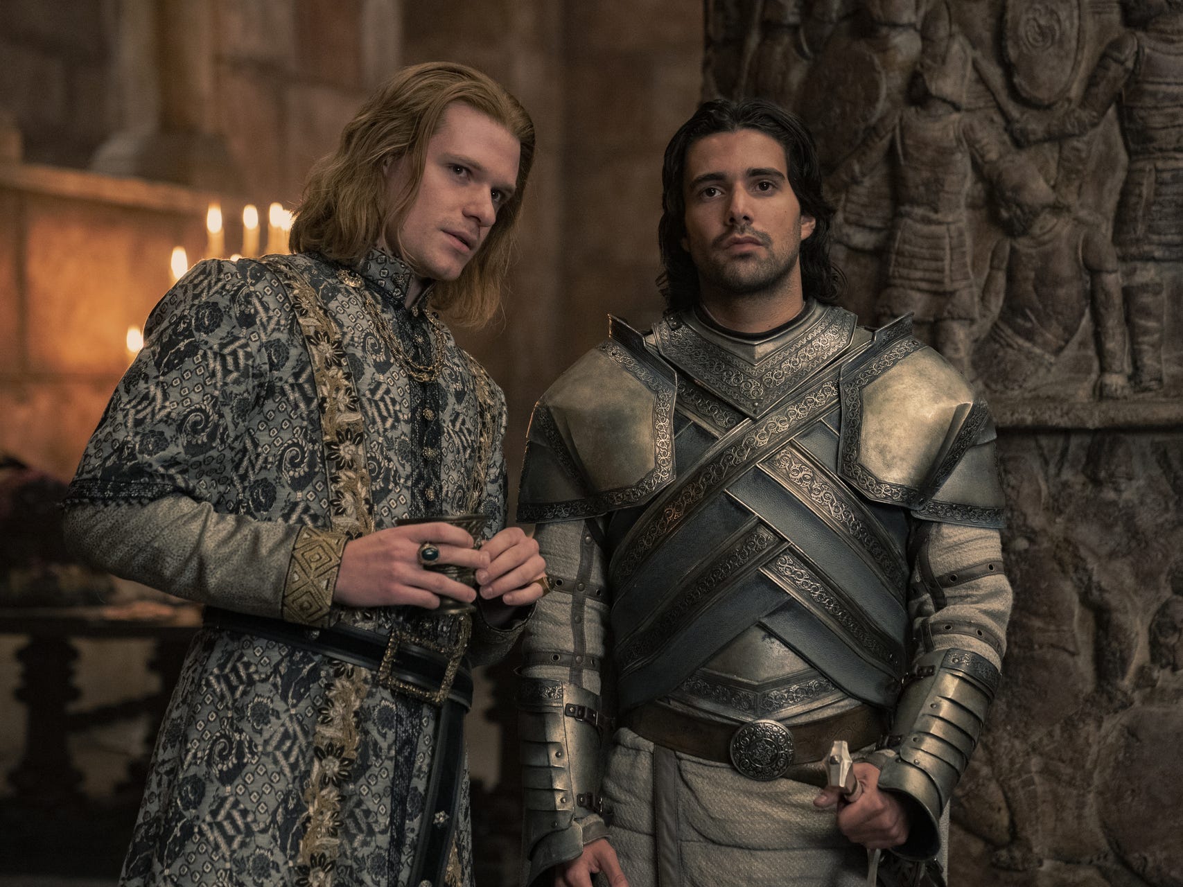 Solly McLeod and Fabien Frankel as Joffrey Lonmouth and Criston Cole in "House of the Dragon."