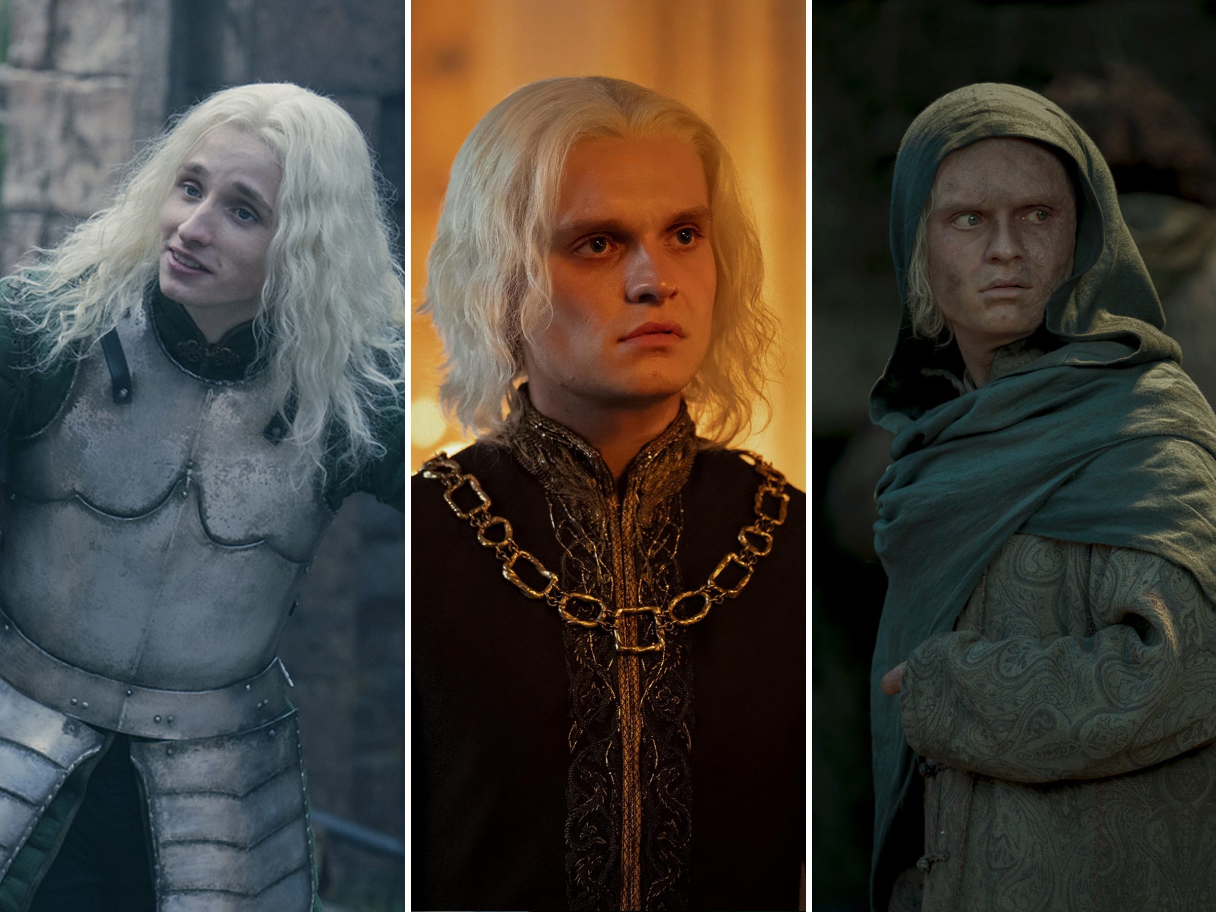 Ty Tennant and Tom Glynn-Carney as Aegon II Targaryen in "House of the Dragon."