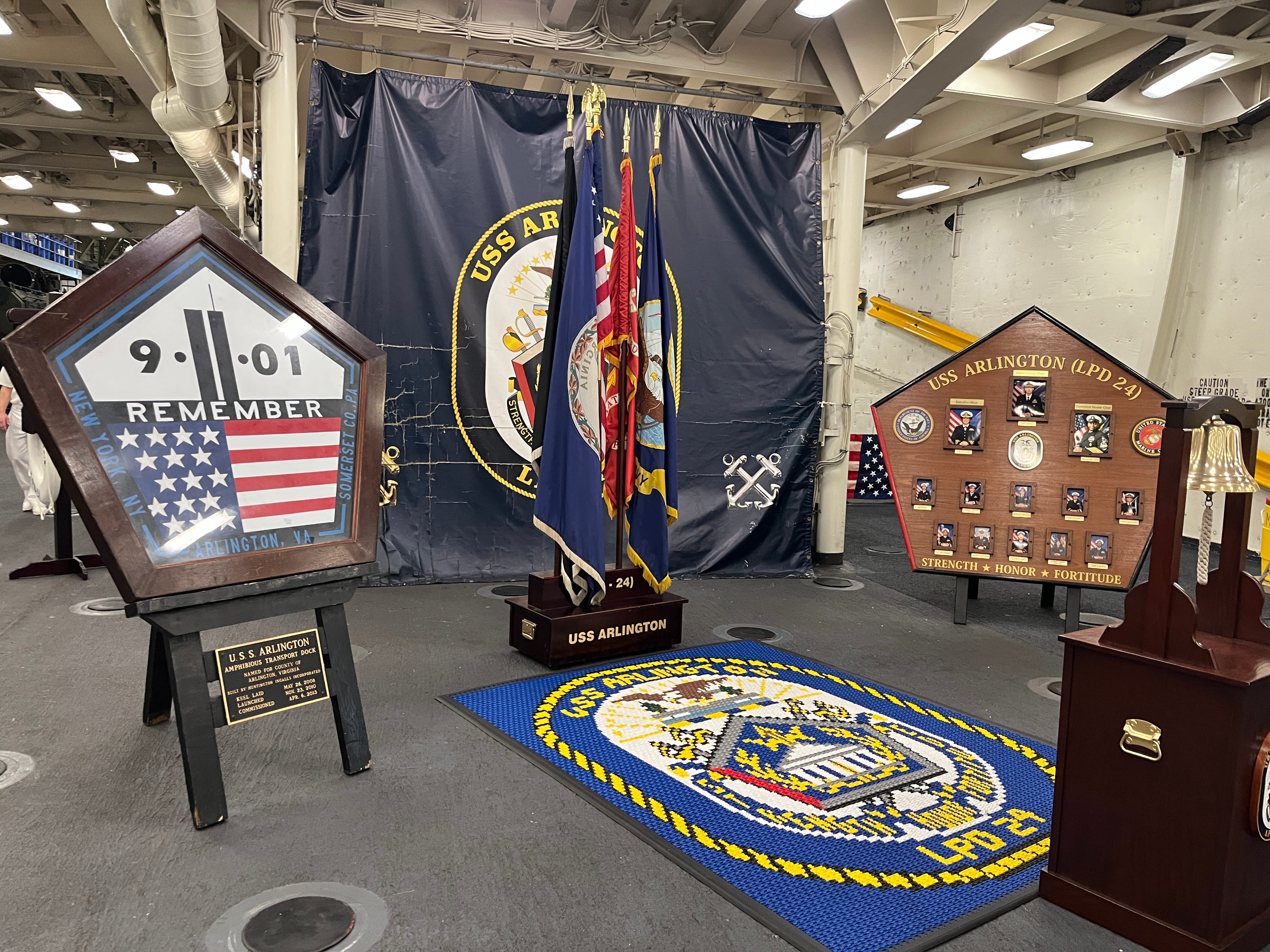 A 9/11 memorial on board the USS Arlington.