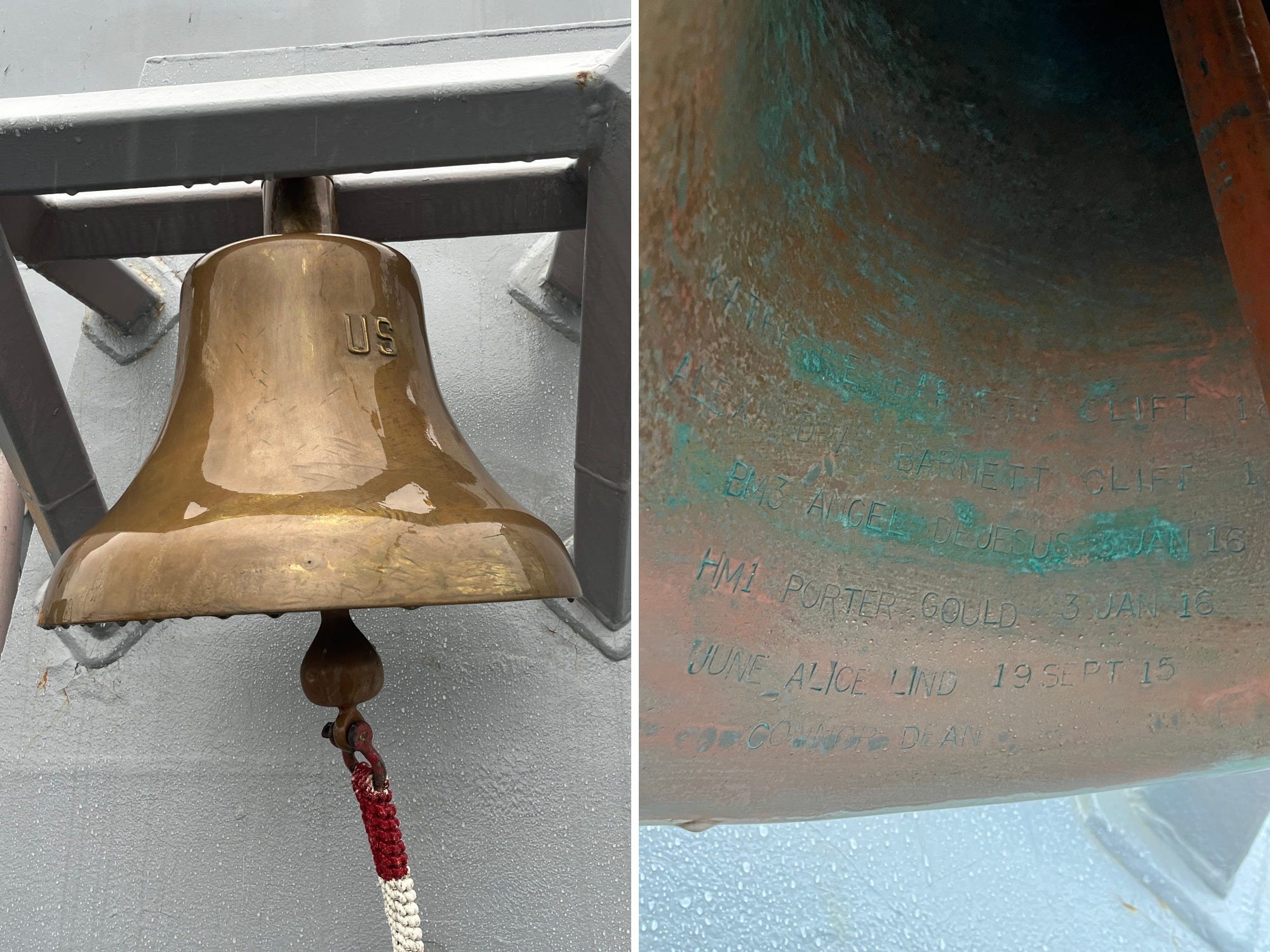 A bell on the USS Arlington.