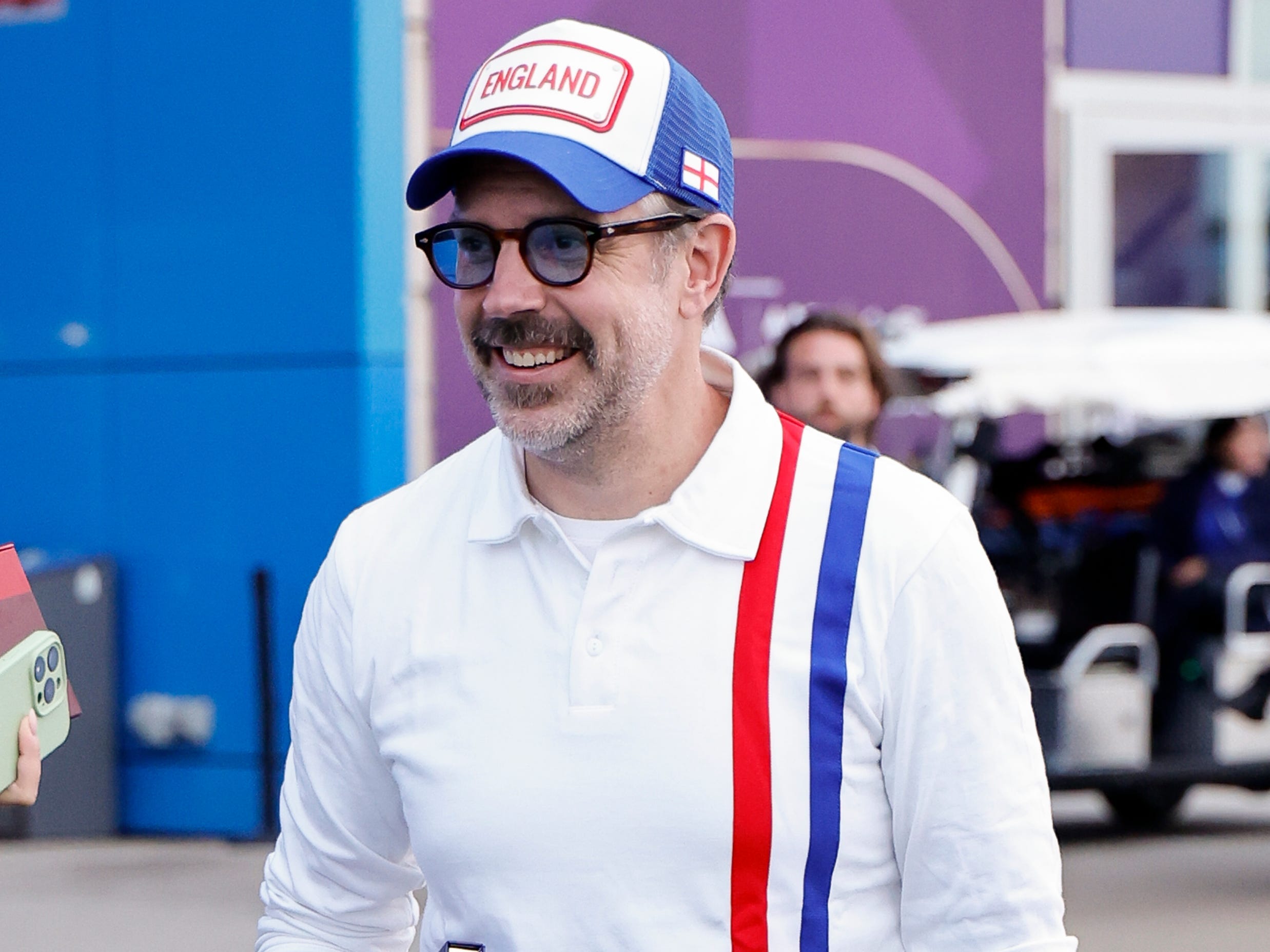 Jason Sudeikis - aka Ted Lasso in the football TV series - attends the FIFA World Cup 2026 Group L football match between Panama and England at New York New Jersey Stadium on June 27, 2026 in East Rutherford, NJ, United States