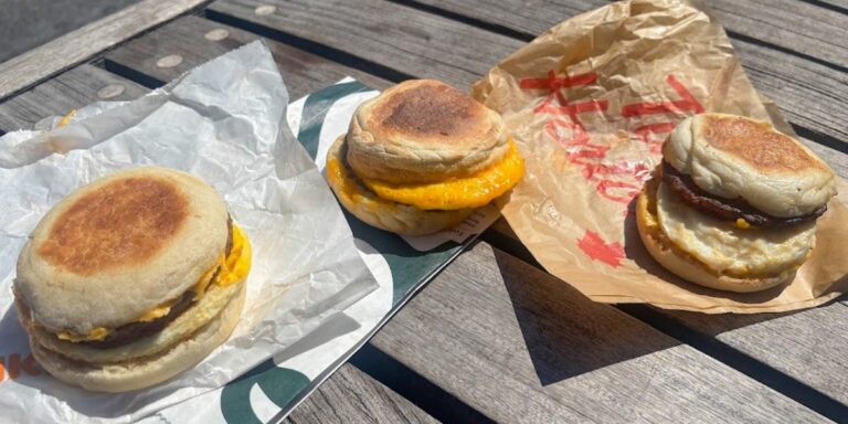 I tried breakfast sandwiches from Dunkin’, Starbucks, and Tim Hortons. My favorite tasted fresh and flavorful.