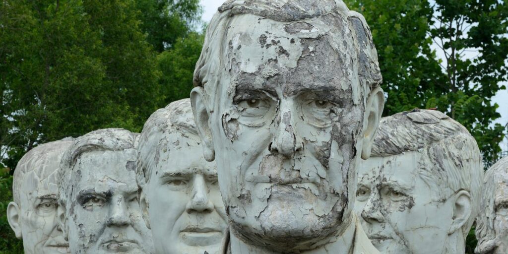 42 giant statues of presidents’ heads are crumbling on private property in rural Virginia. Here’s why.