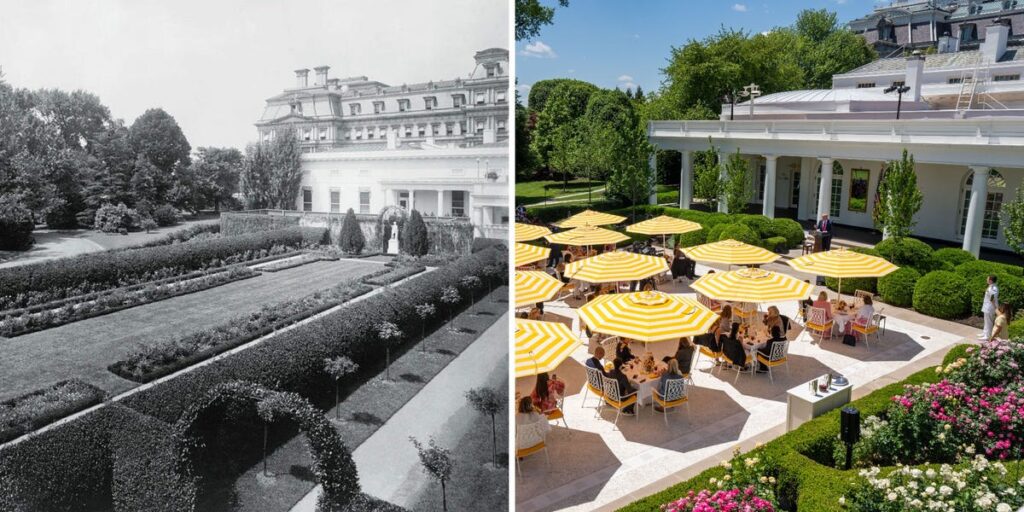 Donald Trump added a new statue to the White House Rose Garden. See how the space has changed over the years. Donald Trump added a new statue to the White House Rose Garden. See how the space has changed over the years.