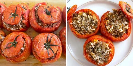 My dad’s Greek stuffed tomatoes are perfect for a healthy summer dinner