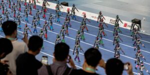 At China’s robot Olympics, the finish line comes with a padded wall and a stretcher