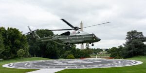 See Trump’s first public liftoff from the million Lockheed-funded helipad built to protect the White House lawn See Trump’s first public liftoff from the million Lockheed-funded helipad built to protect the White House lawn