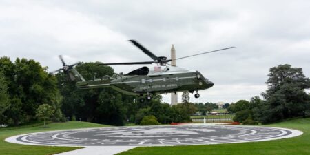 See Trump’s first public liftoff from the  million Lockheed-funded helipad built to protect the White House lawn